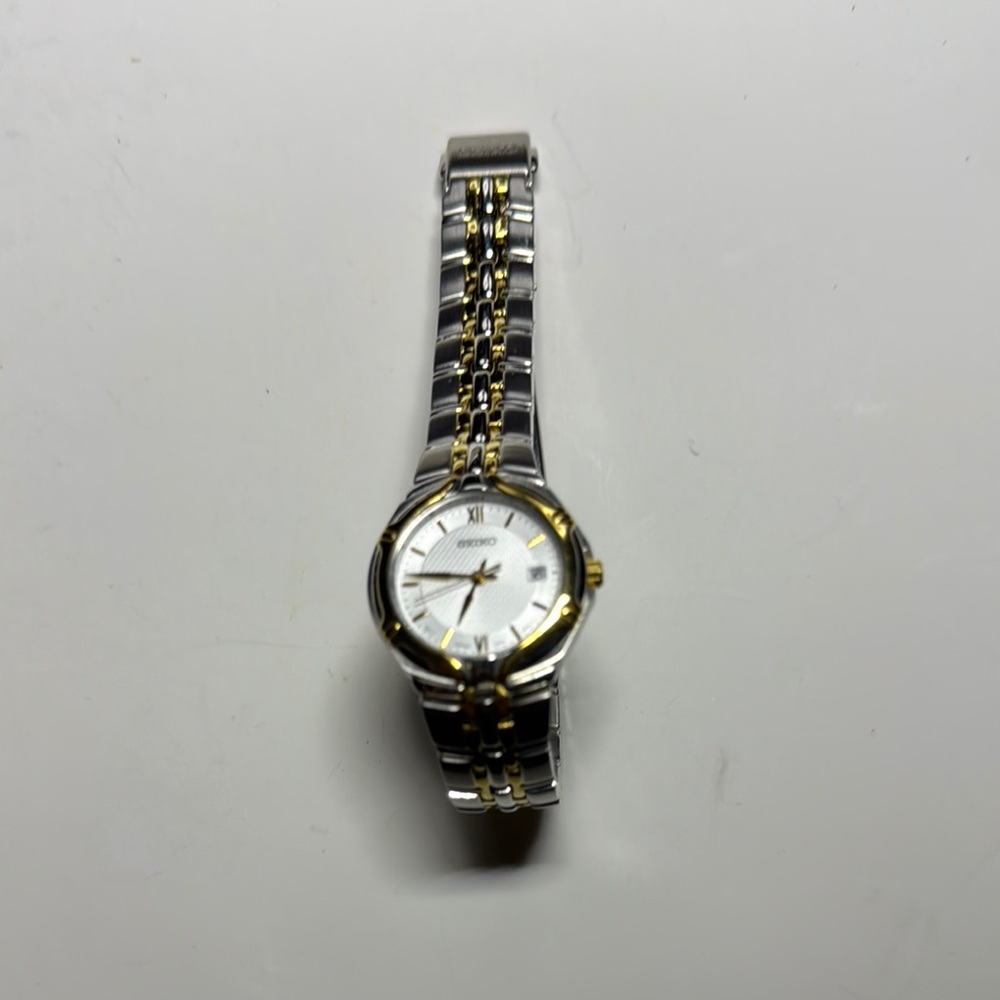 Seiko Silver and Gold Two-Tone Watch with Classic Link Bracelet
